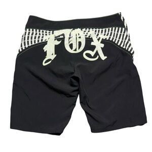 Fox Racing Boardshorts Womens Juniors 7 Y2K Back Logo Black Green Streetwear‎